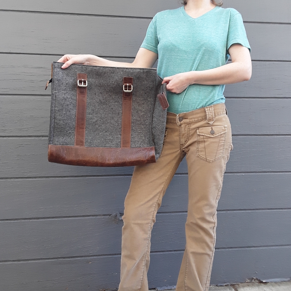 Graf & Lantz Wool Felt Leather Large Purse Bag